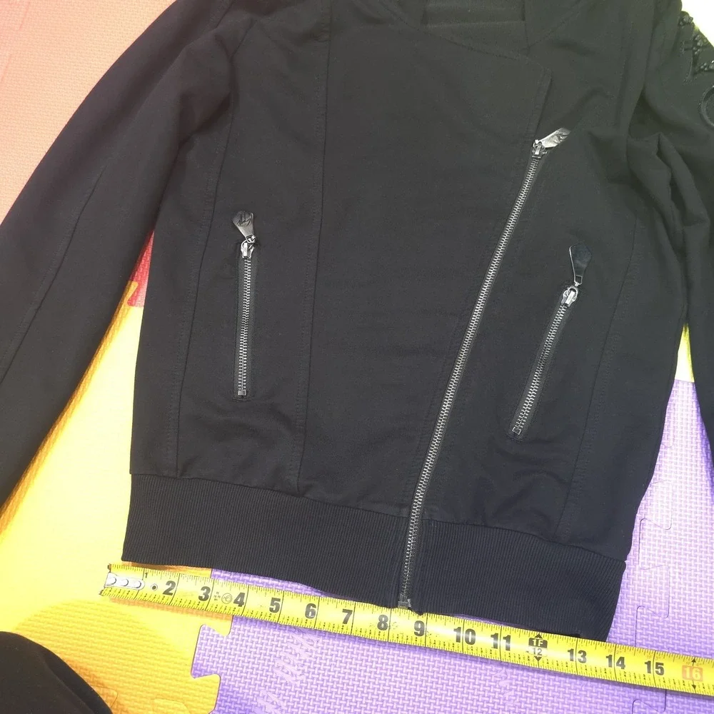 Giuseppe Zanotti Asymmetric Zip Biker Hoodie Jacket |‎ Size 40 S | Beaded...